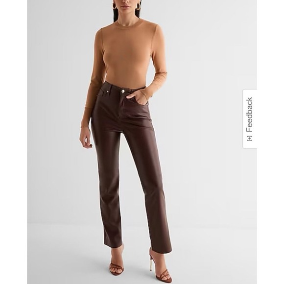 New Women's Express Silky Soft Fitted Crew Neck Sweater size Small pecan $68 - Picture 3 of 12